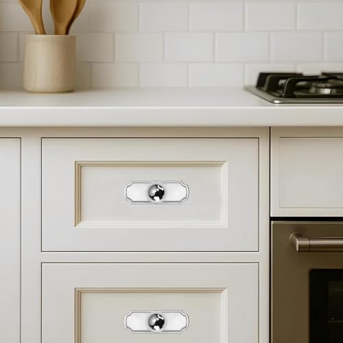 khtumeware 10-Pack Heavy Duty Solid Backplate for Cabinet Knobs Polished Chrome Drawer Knobs with Backplate Suitable for Dresser and Kitchen Cabinet Hardware. - color: Polished Chrome