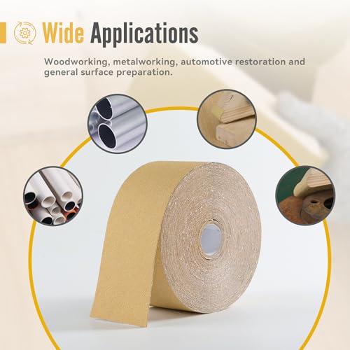80 Grit Sandpaper Roll 20 Yard Long Continuous Roll,2-3/4” Wide Adhesive Backed Sandpaper Roll Sanding Sheets for Automotive,Woodworking,Hand Sanding Blocks - style: 80Grit