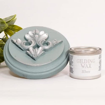 Dixie Belle Gilding Wax - Oil-Based Metallic Luxury Luster for Sheen, Shimmer on DIY Projects - Detail Enhancer for Furniture, Hardware, Wood - color: Silver
