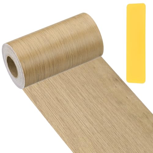 PATIKIL Wood Grain Repair Tape 4" x33', Self Adhesive Realistic Textured Repair Patch Peel and Stick Wood Tape with Scraper for Floor Door Window Furniture Table Birch - color: Birch, size: 4"x33'