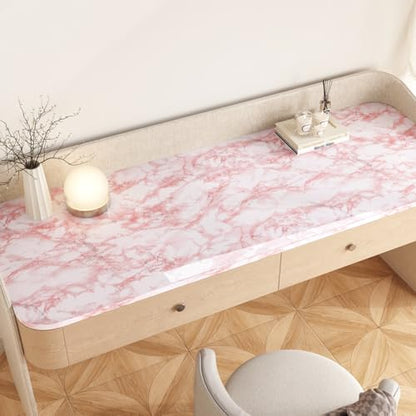 VEELIKE Pink Marble Contact Paper Wallpaper Stick and Peel 15.74 x 354.33inches Self Adhesive Removable Waterproof Wall Covering for Table Countertop Cabinet Drawer - size: 15.7" x 354"