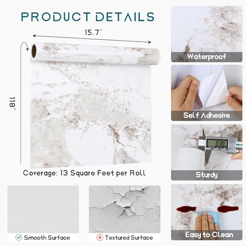 VEELIKE Onyx White Marble Contact Paper for Countertops Waterproof Peel and Stick Countertop for Kitchen Bathroom 15.7''x118'' Adhesive Countertop Covering Marble Wallpaper for Counter Table Top Walls - size: 15.7" x 118"