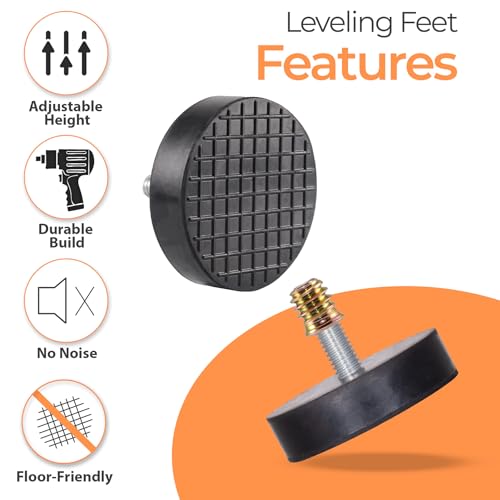 NEWBYTEK M8 Heavy Duty Leveling Feet, 2" Base Rubber Anti-Vibration (4Pk) - size: Metric M8 thread，4pcs