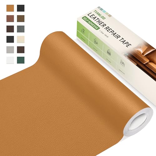 TIANLDD Leather Repair Tape,16 x 80 Inches Self Adhesive Leather Repair Patch，Leather Repair Kit for Furniture，Couches,Car Seats,Cabinets,Handbags(Yellowish Brown-Litchi Grain) - color: Yellowish Brown-Litchi Grain, size: 16" x 80"