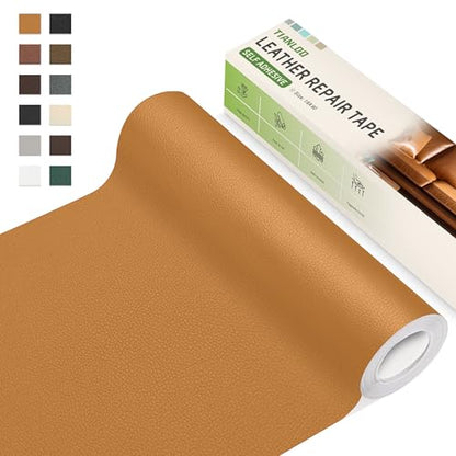 TIANLDD Leather Repair Tape,16 x 80 Inches Self Adhesive Leather Repair Patch，Leather Repair Kit for Furniture，Couches,Car Seats,Cabinets,Handbags(Yellowish Brown-Litchi Grain) - color: Yellowish Brown-Litchi Grain, size: 16" x 80"