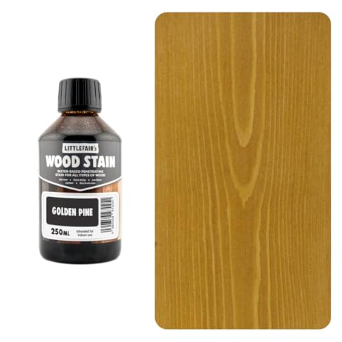 Littlefair's Wood Stain Water Based - 8.5oz/250ml - Indoor Furniture Stain Light & Dark Finishes - Special Non Toxic & Eco Friendly Formula - Wood Stain for Crafts - Color: Golden Pine - color: Golden Pine, size: 8.5oz/250ml