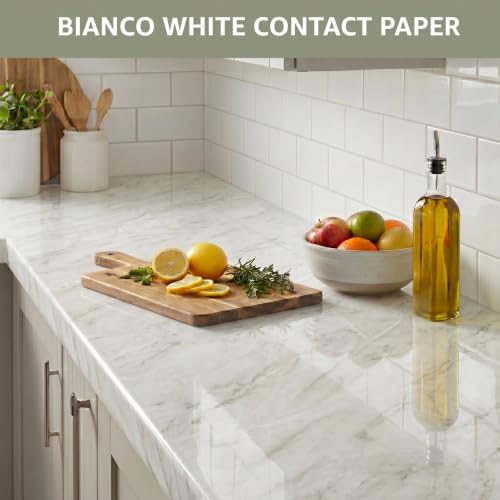 Extra-Thick Marble Contact Paper (High Gloss, Bianco White) 23.6" x 118.1" - color: Bianco White (High Gloss), size: 23.6" x 118.1"