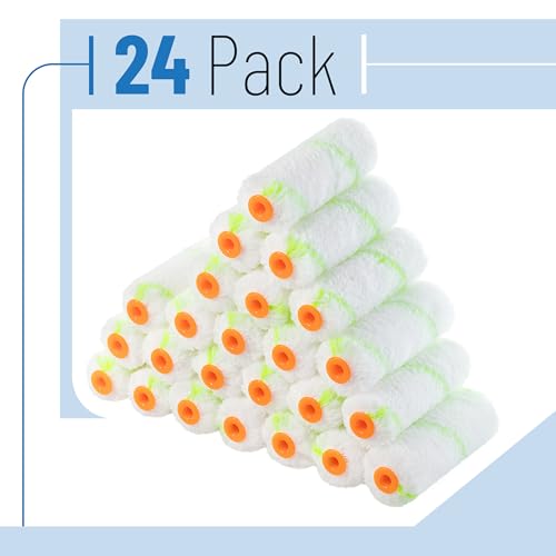 Bates- 4 Inch Paint Roller Covers, 24 Pack, 1/2" Nap, Green Stripes, Microfiber Paint Roller 4 Inch - color: Green Stripes, size: 4" x 1/2", 24 Pack