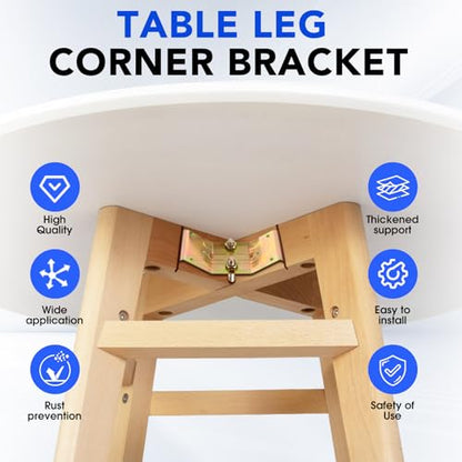 Table Leg Corner Brackets Heavy Duty with Hanger Bolt 8PCS - color: Golden Yellow