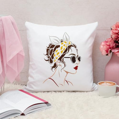 FINGERINSPIRE 4PCS Women Stencils 8.3x11.7inch with a Brush Bow Head Scarves Lady Stencils A4 Size Reusable Drawing Templates for Wall Wood Fabric Furniture Decor Art Painting - style: Women