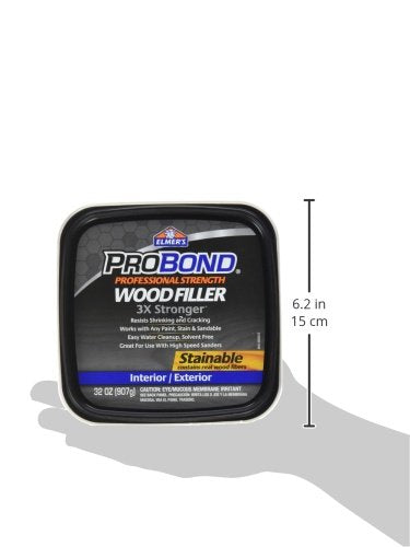 Elmers ProBond Professional Strength All Purpose Wood Filler, 32 Ounce Tub, Interior/Exterior Stainable (Pack of 1)
