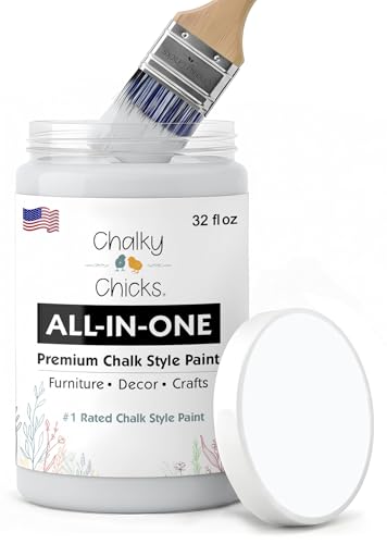 Chalky Chicks CottonTail 32 Fl Oz Chalk Paint for Furniture All in One - color: CottonTail (White), size: 32 Fl Oz (Pack of 1)