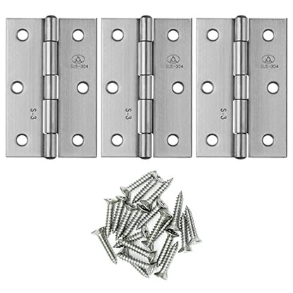 3pcs 304 Stainless Steel 3-inch Folding Butt Hinges Home Furniture Hardware Door Hinges for Door Case Lid Wooden Box Chest (75mm x 50mm x 1.5mm) - size: 3pcs 3-inch w Screws