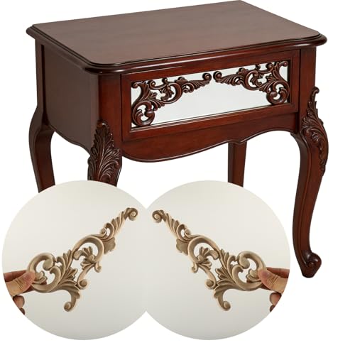 Wooden Carved Onlays Appliques, Unpainted DIY Wood Carving Decals Furniture Trim for Cabinet Door Bed Cupboard Wall Decor (15.74") - size: 40x7.5m/15.74"x2.95"