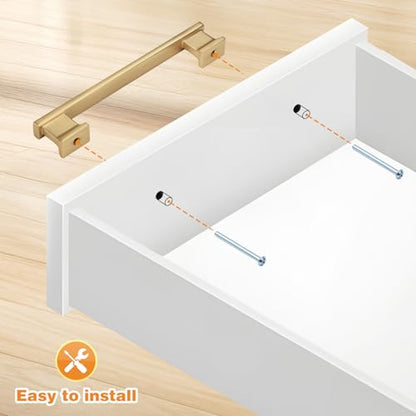 Probrico 10 Pack Champagne Bronze Cabinet Handles 5 Inch(128mm) Hole Center Kitchen Cabinet Pulls, Brushed Brass Cabinet Hardware for Cupboard Champagne Bronze Dresser Drawer Pulls - color: Champagne Bronze, size: 5 inch hole center