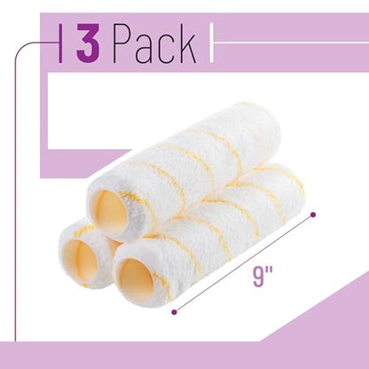Bates- Paint Roller Covers, 9 Inch, 3 Pack, 3/8" Nap - size: 9" x 3/8", 3 Pack