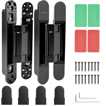 TamBee 9.7 inch Hidden Door Hinges Concealed Hinge - color: Black, size: 9.7inch 2pcs