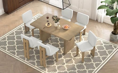 Dining Chairs, Set of 6, Upholstered, Natural Wood Wash - color: Natural Wood Wash