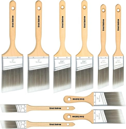 Great Andrew 10 Pack Paint Brushes Bulk 1" 1.5" 2" 2.5" 3" Angled - size: 10 PCS, 1/1.5/2/2.5/3"