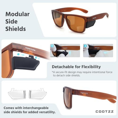 Safety Glasses ANSI Z87.1 - Anti-Fog Impact Resistant Protective Eyewear for Men & Women - Removable Side Shields - color: Tea Brown / Brown Lenses