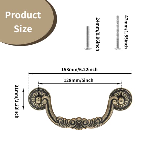 4Pcs 5 Inch Antique Bronze Drop Bail Drawer Pull Handles