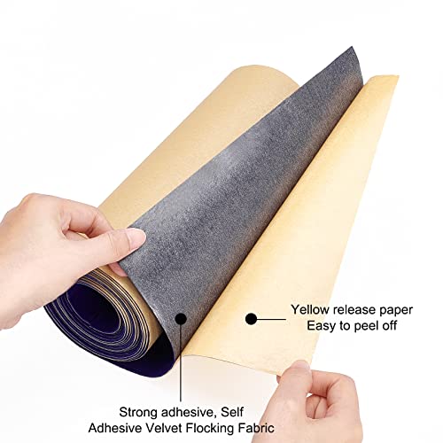 BENECREAT 157x9.8inch Dark Blue Self Adhesive Velvet Flock Liner Velvet Fabric for Jewelry Drawer Craft Fabric Upholstery Peel Sticker(0.8mm thick) - color: Dark Blue, size: 9.8"W x 157"L