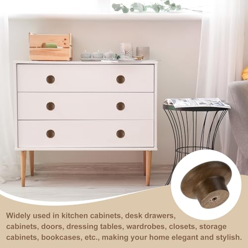 uxcell 2Pcs Round Wood Drawer Knob, 1 5/8" Diameter Round Head Dresser Knobs Wooden Knobs with Screws for Furniture Drawer Dresser Wardrobe Cupboard, Walnut - color: Walnut