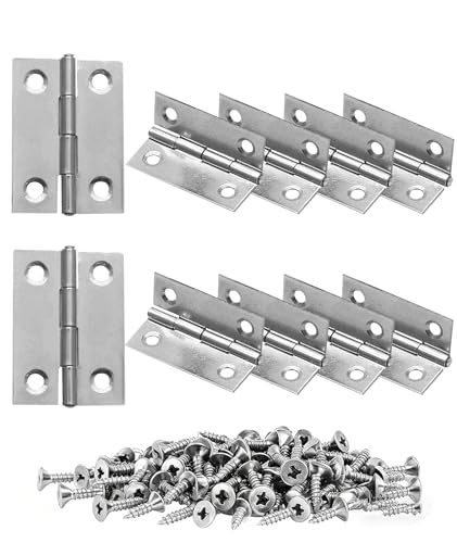 10 PCS 1.75 * 1.25 inches Stainless Steel Mini Small Hinges with Screws, Suitable for DIY Wooden Boxes, Small Cabinets, Jewelry Boxes Flat Hinges, Furniture, Woodworking Craft Project, Silver - size: 1.75IN-10PCS