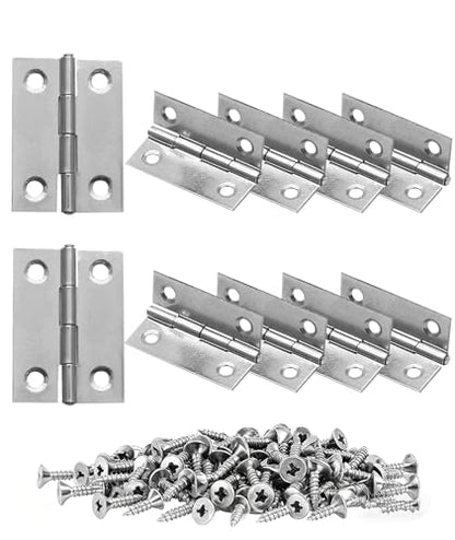10 PCS 1.75 * 1.25 inches Stainless Steel Mini Small Hinges with Screws, Suitable for DIY Wooden Boxes, Small Cabinets, Jewelry Boxes Flat Hinges, Furniture, Woodworking Craft Project, Silver - size: 1.75IN-10PCS