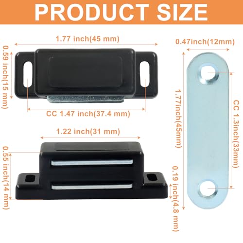 Murtenze Magnetic Cabinet Latch, Black, 4 Pack - color: Black