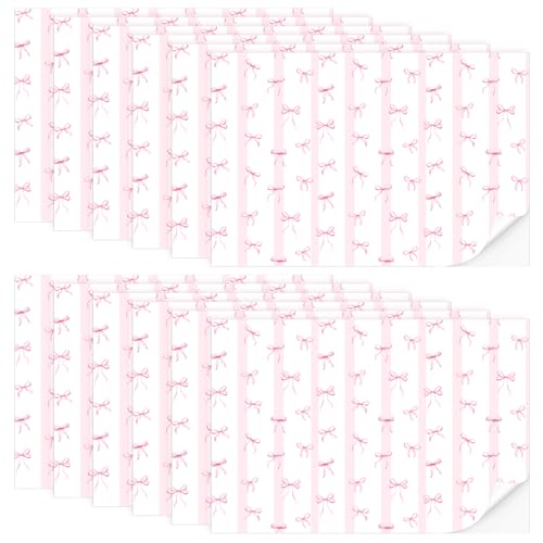 Flutesan 12 Pcs Miniature Dollhouse Wallpaper, Pink Bow - style: Pink Bow