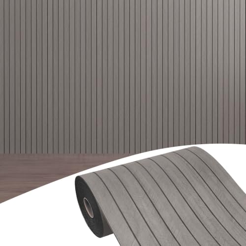 Elvone Peel and Stick PVC Slat Wood Wall Panel, Grey, 236" x 15.7" - color: Gray, size: 15.7" x 236"