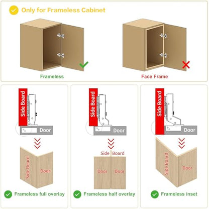 1 Pack 2pcs 35mmBore Frameless Half Overlay Soft Close Ultra Thin Titanium Black Cabinet Door Hinge, 0°-45° Self Closing, 3D Adjustment, Stop at Any Angle from 45° to 105° Partiel Overlay - color: Half Overlay