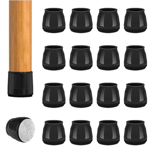 BAIPOK 16Pcs Round Chair Leg Floor Protectors for Hardwood Floors - color: Black-16pcs, size: Universal S (0.90'' -1.20'')