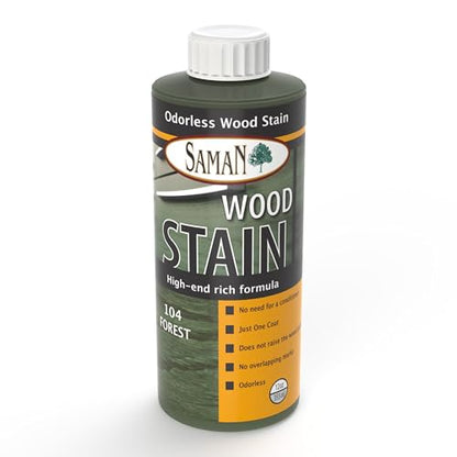 SamaN Interior Water Based Wood Stain - Natural Stain for Furniture, Moldings, Wood Paneling,Cabinets (Forest TEW-104-12, 12 oz)
