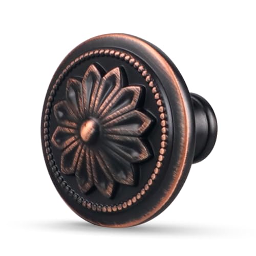 4 Pack Oil Rubbed Bronze Kitchen Cabinet Knobs,1-2/5" Furniture Knobs for Cabinets and Drawers Brushed Rubbed Bronze Cabinet Door Knobs for Dresser Drawers Bathroom Dresser Drawer Knob - color: Oil Rubbed Bronze