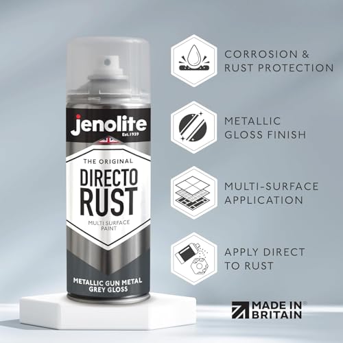 JENOLITE Directorust Metallic Finish Aerosol, Gun Metal Grey 1x13.5oz - color: Gun Metal Grey