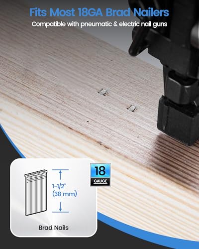 meite 18 Gauge Brad Nails, 1-1/2-Inch 18GA Brad Nails, Galvanized Nail Gun Nails for Pneumatic, Electric Brad Nailer Gun (5,000 Counts) (Pack of 3) - size: 1-1/2 Inch (Pack of 3), style: 1 Box