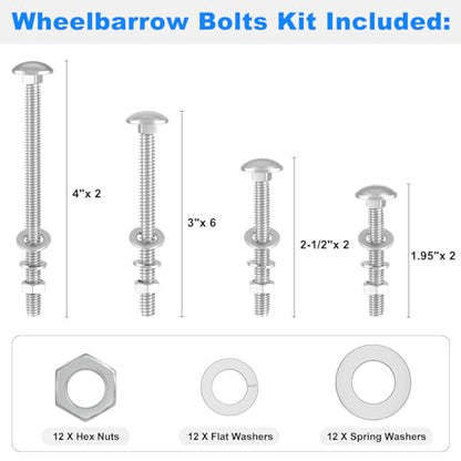 Wheelbarrow Handles Bolts Kit Replacement Wheelbarrow Rebuild Kit