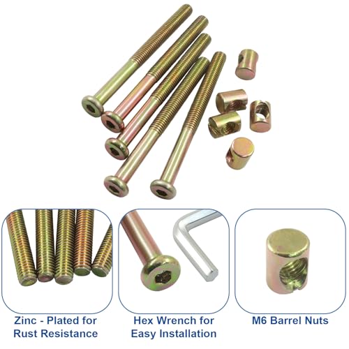 M8 X 90mm Barrel Bolt Nuts, 10 Pack - size: M8(90mm)