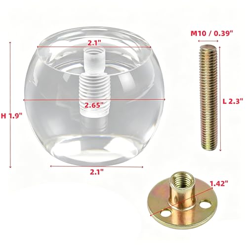 Clear Acrylic Furniture Legs, 1.9 Inch Height, 4Pcs - size: H 1.9 Inch