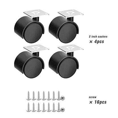 2 Inch Casters Set of 4, Plastic Wheels for Furniture, Plate Swivel Nylon Castor Wheels for Carts, Furniture, Planter, Baby Bed, Kitchen, Drawers, Cabinet, Table (with Stainless Steel Screws) - style: 2 inch