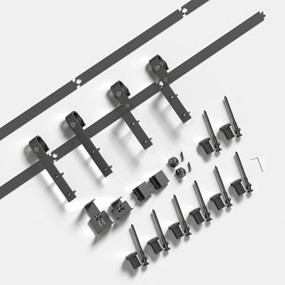 EaseLife 7 FT Mini Cabinet Bypass Sliding Barn Door Hardware Track Kit,Easy Install,Slide Smoothly Quietly,Apply for Storage Window TV Stand and Other Shielding (No Cabinet) - size: 7 feet for 2 doors