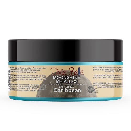 Dixie Belle Paint Company Moonshine Metallics - Caribbean (4oz) - color: Caribbean, style: 4 Fl Oz (Pack of 1)