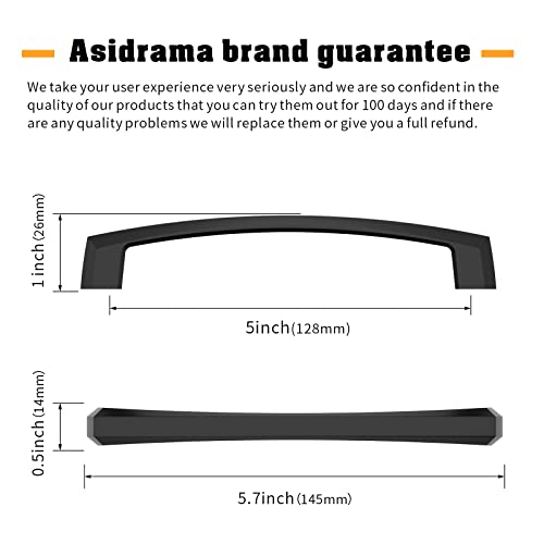 Asidrama 10 Pack 5 inch Matte Black Kitchen Cabinet Handles - color: Matte Black, size: 5" Hole Center(128mm)