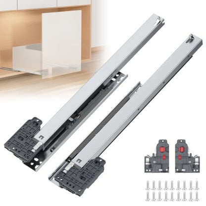 Undermount Drawer Slides,24inch Bottom Mount Full Extension Drawer Slides,Soft Close Hydraulic Damper,3D Adjustable&Quick Release, 100 Lbs Load Capacity Cabinet Concealed Drawer Slides,1 Pair(2-Pack) - size: 24 Inch