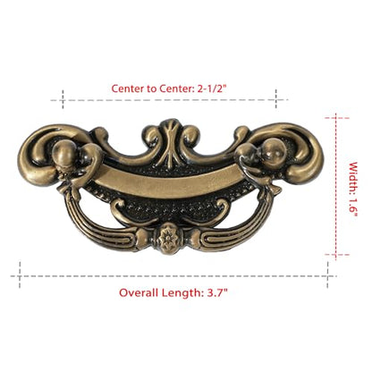 8 Pack Antique Brass Drawer Pulls, 2-1/2 Inch Hole Centers