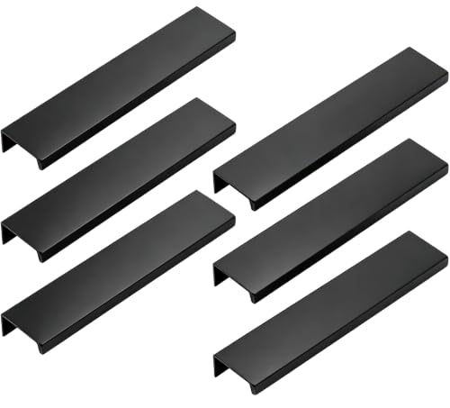 5.9 Inch Finger Pull 6Pcs, 5 Inch Hole Centers, Aluminum Alloy, Black - color: Black, size: 150mm/5.9", style: Straight Edge