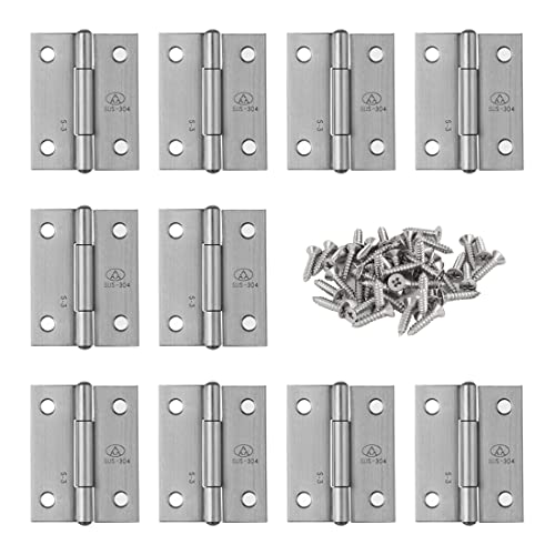 10pcs 304 Stainless Steel 1.5-inch Folding Butt Hinges Home Furniture Hardware Door Hinge Small Hinges for Wooden Boxes Lid Jewelry Box Crafts (38mm x 30.5mm x 1mm) - size: 10pcs 1.5-inch w Screws