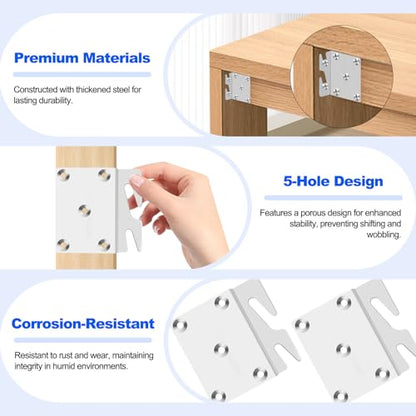ASTIMESA 2 Pieces Heavy Duty Bed Rail Brackets Parts, Universal Bed Frame Hardware Replacement Kit, Headboard Frame Hooks Support Plates Connector for Wood Footboard Furniture